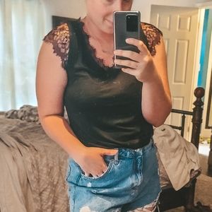 Top with lace sleeve detail